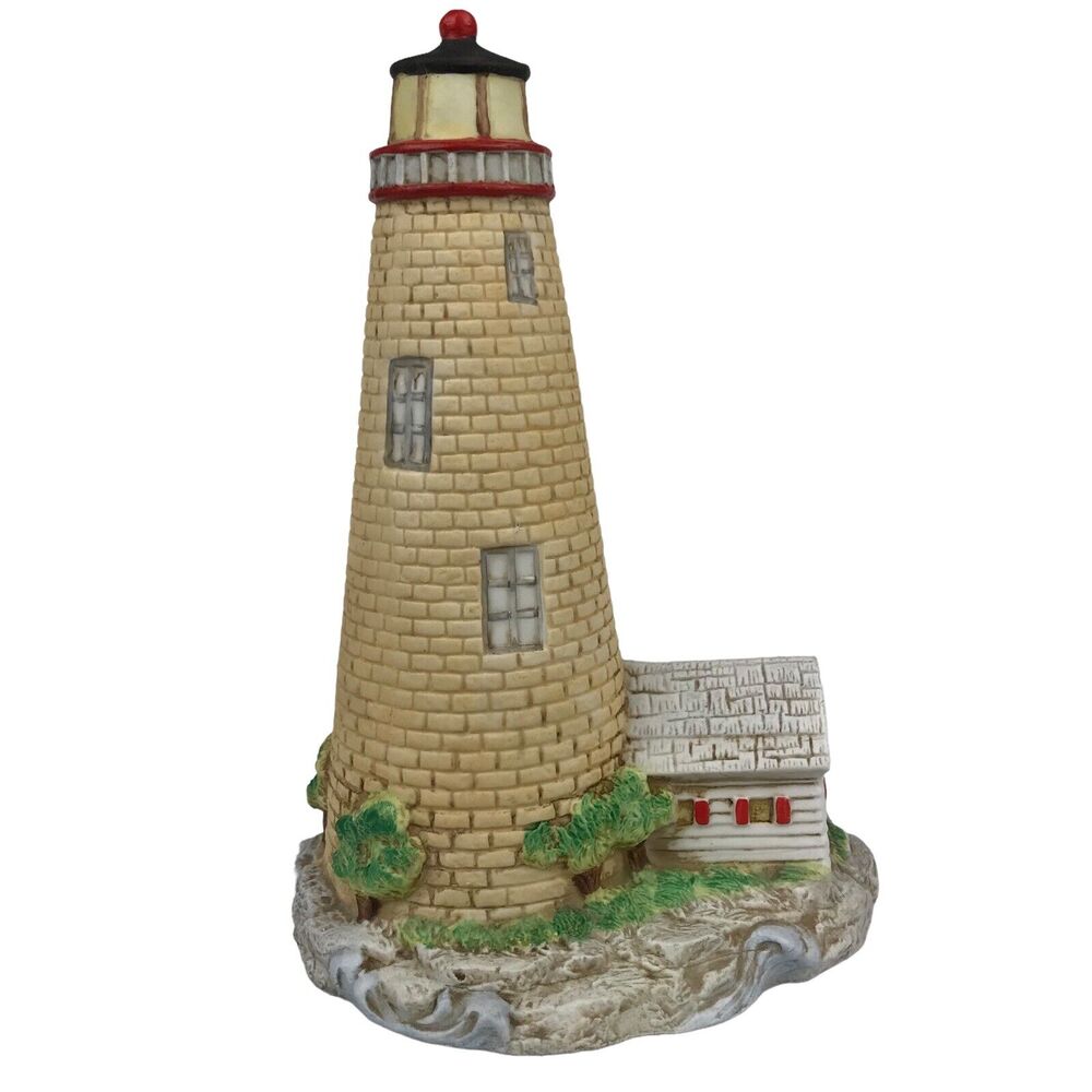 Vintage Aldon Accessories Musical Lighthouse Figurine Porcelain Bisque 1987
